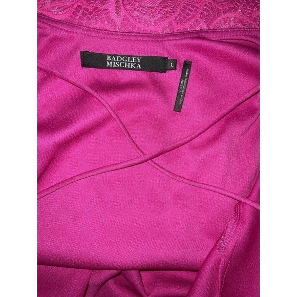 Badgley Mischka Lace Pattern Mini Dress Pink Size Large - Picture 3 of 13